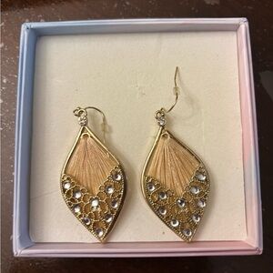 Elegant Gold and Pink Leaf Earrings
